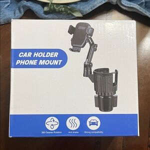 Black Car Cup Holder Phone Mount - Universal Cell Phone Holder